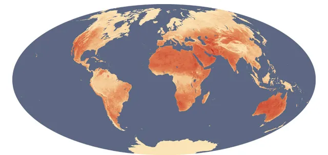Mappa satellitare delle temperature di superficie terrestre (NASA)