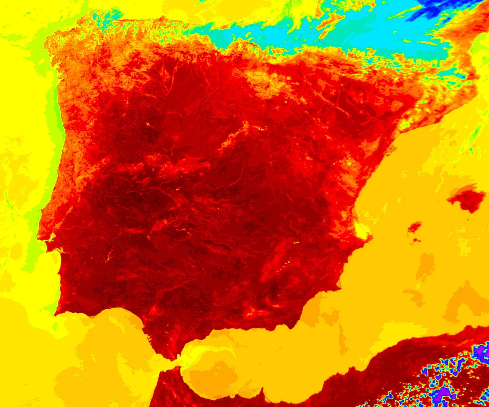 Un'immagine satellitare di terre riarse dal caldo estivo