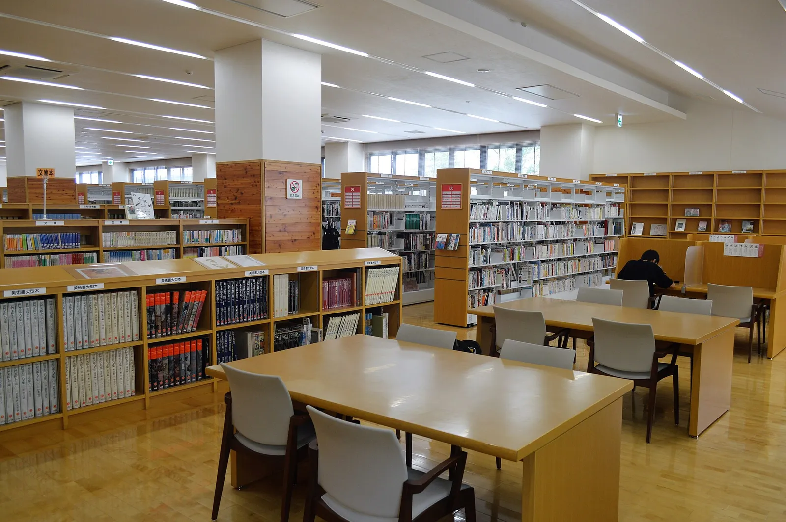 La sala di lettura di una biblioteca moderna