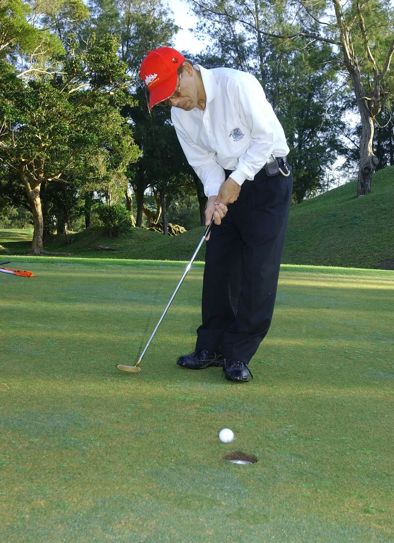 Un golfista sul green