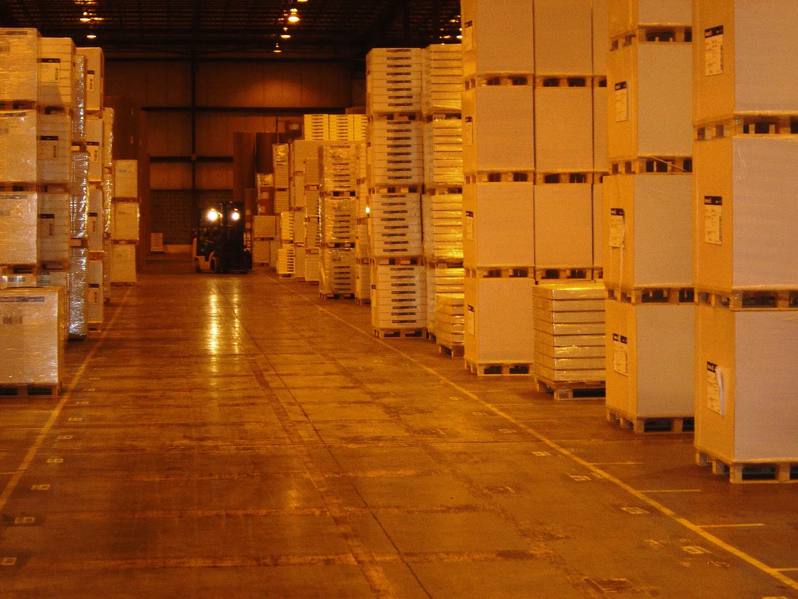 Merci su pallet in un magazzino industriale