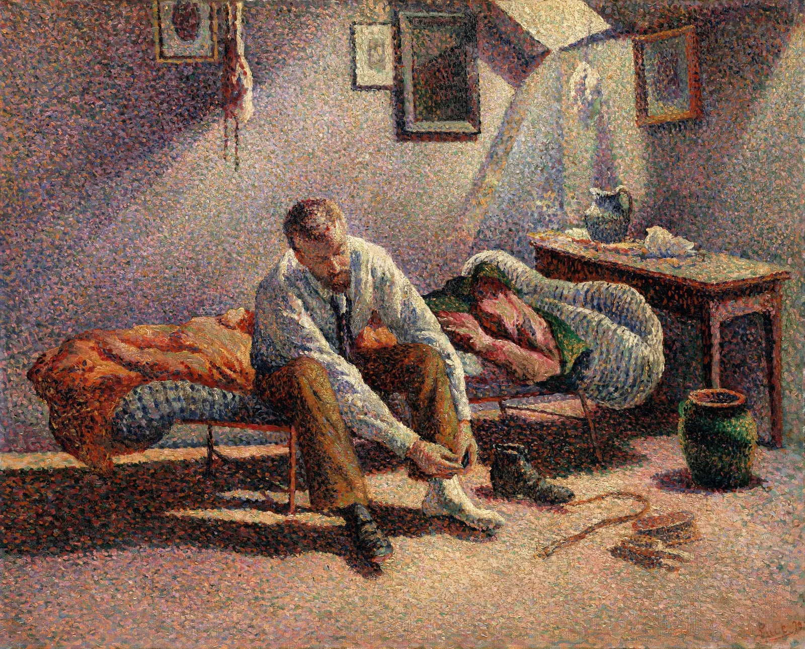 «Morning, Interior», dipinto di Maximilien Luce (camera da letto al mattino)