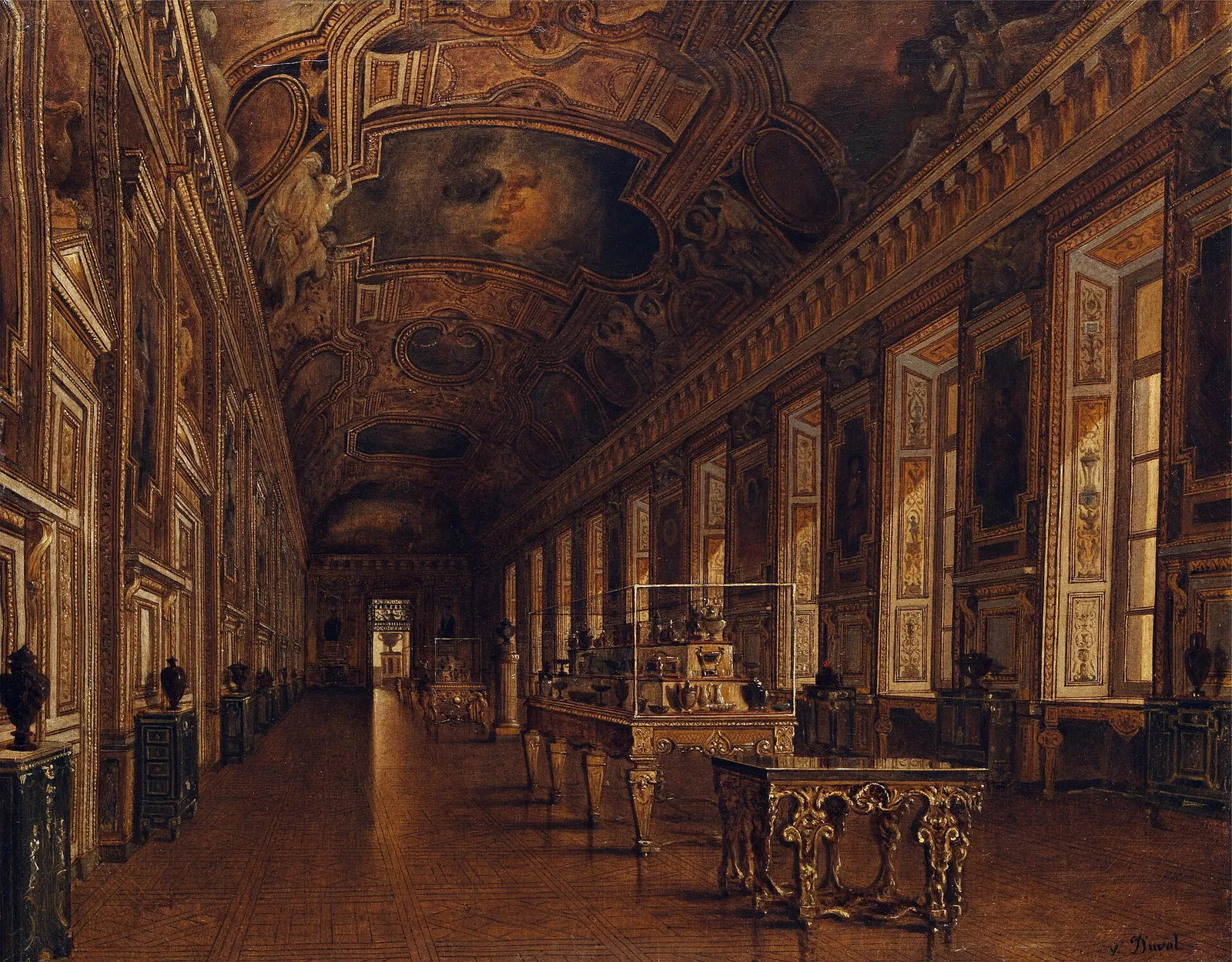 La Galerie d'Apollon del Louvre in una veduta ottocentesca