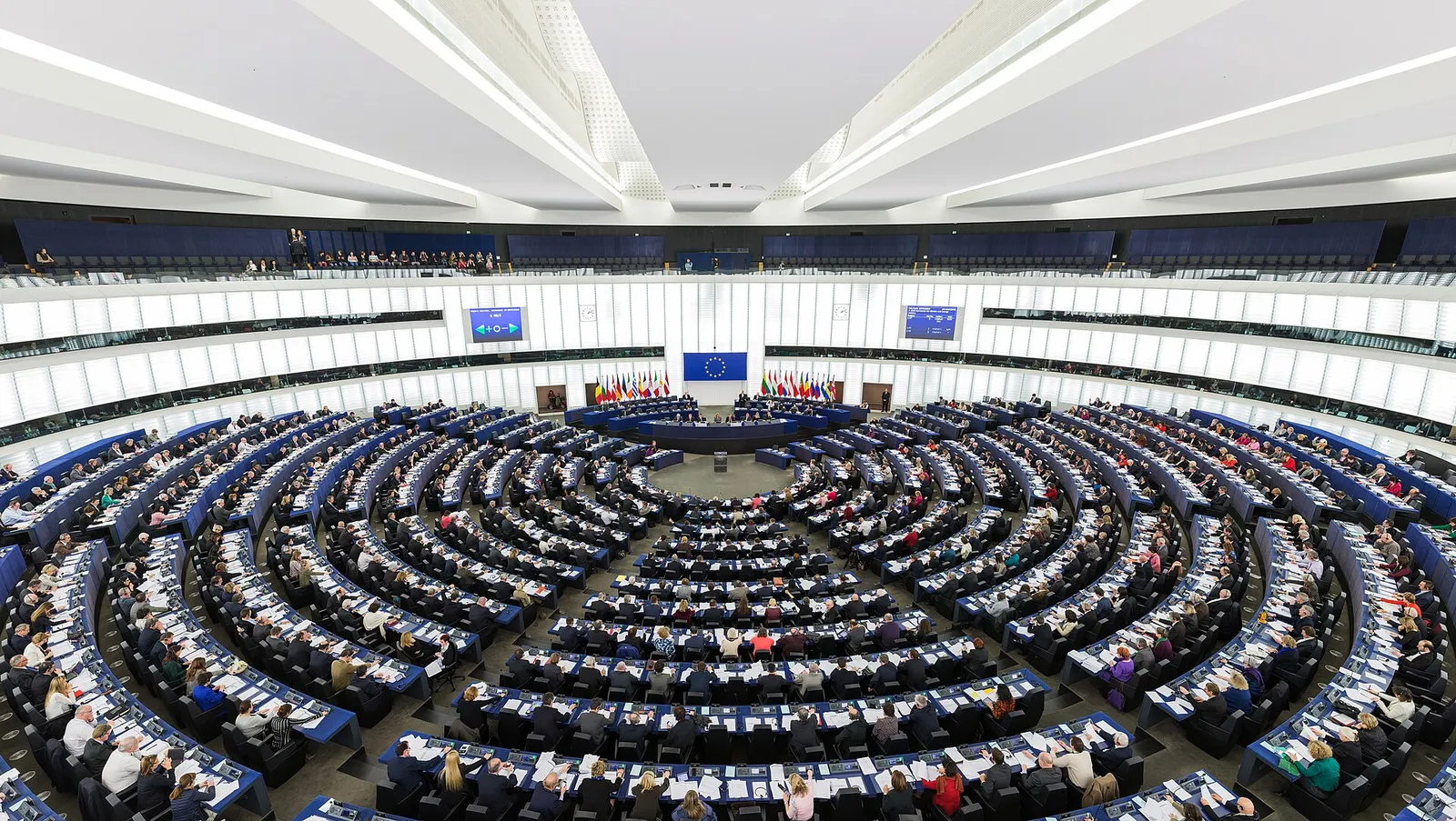 L'emiciclo del Parlamento europeo a Strasburgo
